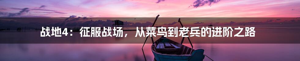 战地4：征服战场，从菜鸟到老兵的进阶之路