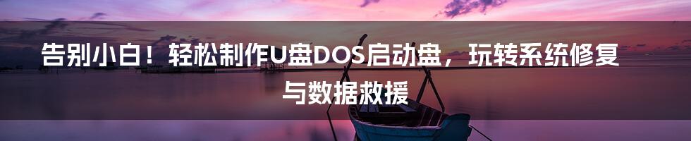 告别小白!轻松制作U盘DOS启动盘,玩转系统修复与数据救援