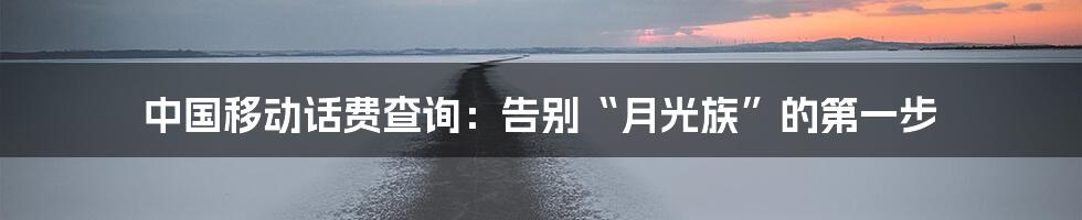 中国移动话费查询：告别“月光族”的第一步