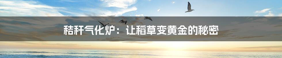 秸秆气化炉:让稻草变黄金的秘密