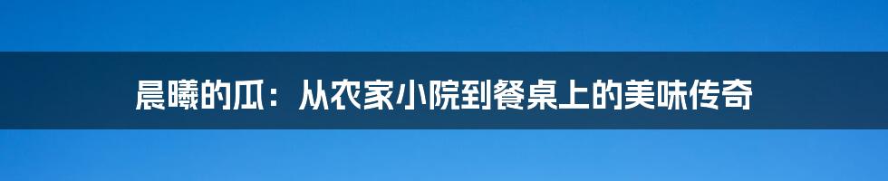 晨曦的瓜:从农家小院到餐桌上的美味传奇