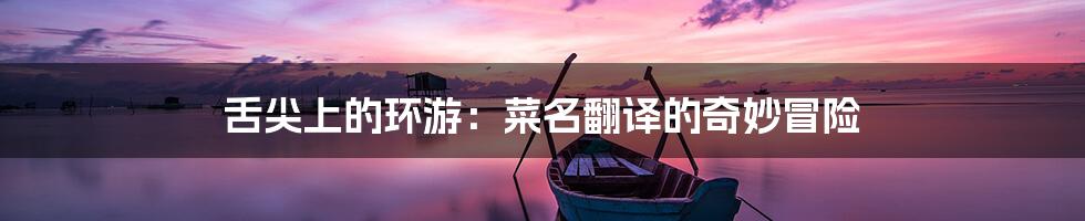 舌尖上的环游：菜名翻译的奇妙冒险