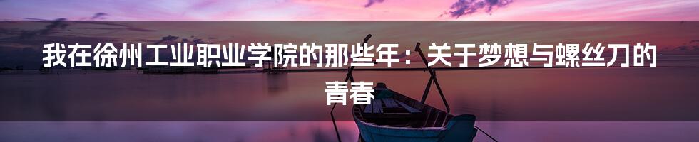 我在徐州工业职业学院的那些年：关于梦想与螺丝刀的青春