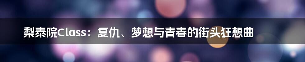 梨泰院Class：复仇、梦想与青春的街头狂想曲