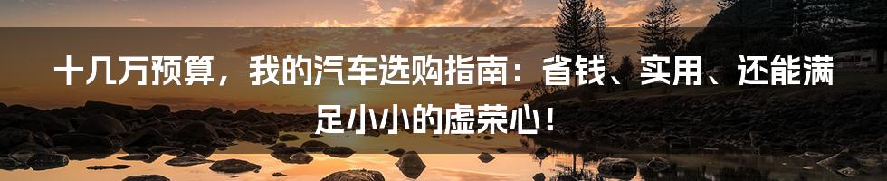 十几万预算，我的汽车选购指南：省钱、实用、还能满足小小的虚荣心！