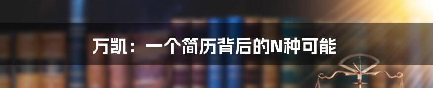 万凯:一个简历背后的N种可能