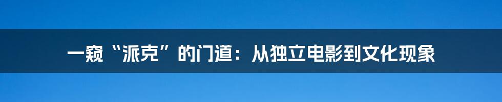 一窥“派克”的门道：从独立电影到文化现象