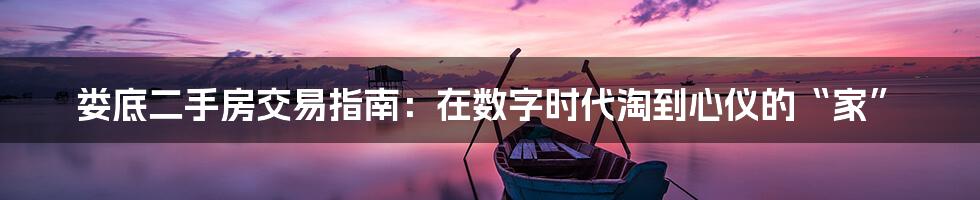 娄底二手房交易指南:在数字时代淘到心仪的“家”