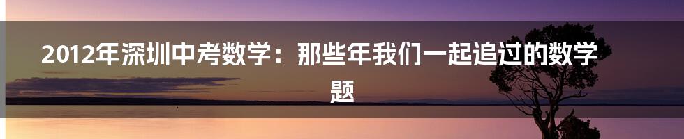 2012年深圳中考数学：那些年我们一起追过的数学题