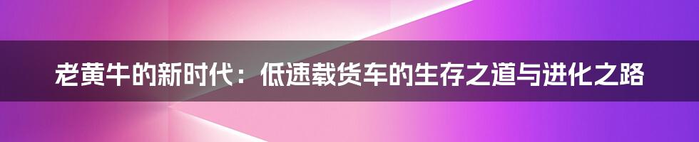 老黄牛的新时代:低速载货车的生存之道与进化之路