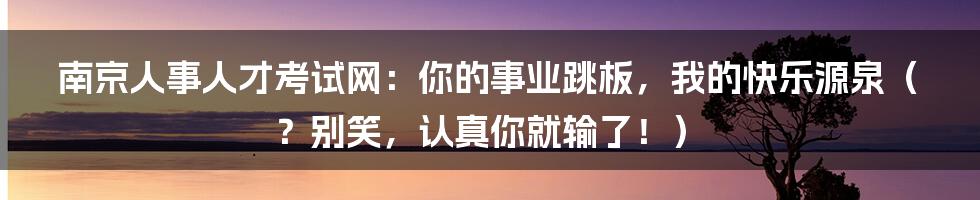 南京人事人才考试网：你的事业跳板，我的快乐源泉（？别笑，认真你就输了！）