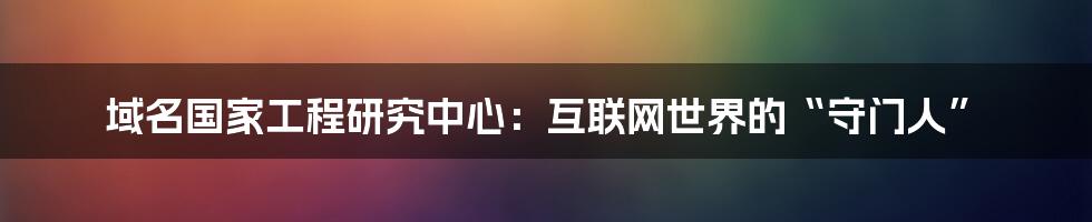 域名国家工程研究中心:互联网世界的“守门人”