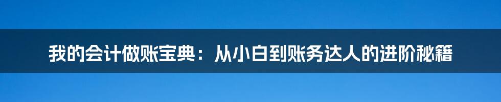 我的会计做账宝典:从小白到账务达人的进阶秘籍