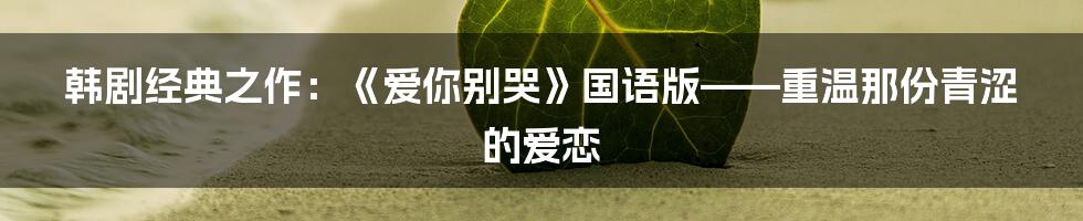 韩剧经典之作：《爱你别哭》国语版——重温那份青涩的爱恋