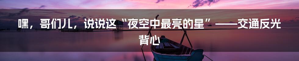 嘿,哥们儿,说说这“夜空中最亮的星”——交通反光背心