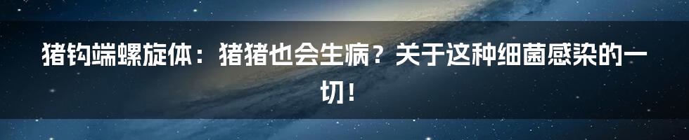 猪钩端螺旋体：猪猪也会生病？关于这种细菌感染的一切！