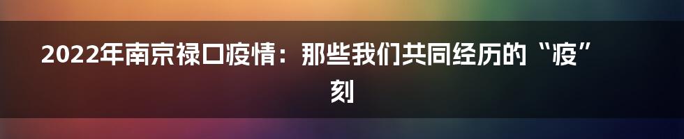 2022年南京禄口疫情：那些我们共同经历的“疫”刻