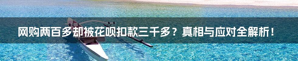 网购两百多却被花呗扣款三千多？真相与应对全解析！
