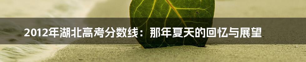 2012年湖北高考分数线:那年夏天的回忆与展望