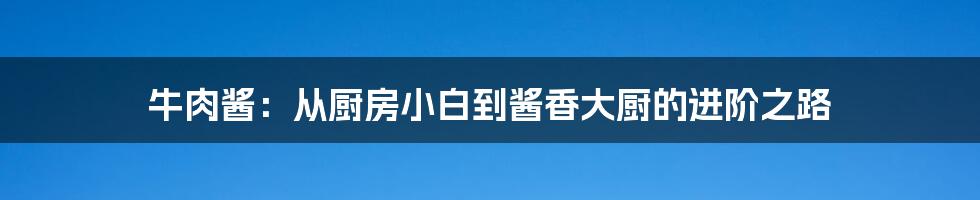 牛肉酱:从厨房小白到酱香大厨的进阶之路