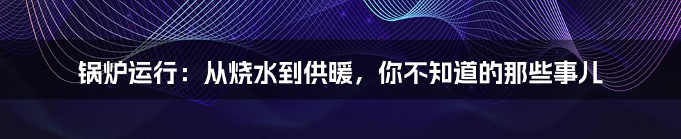 锅炉运行：从烧水到供暖，你不知道的那些事儿
