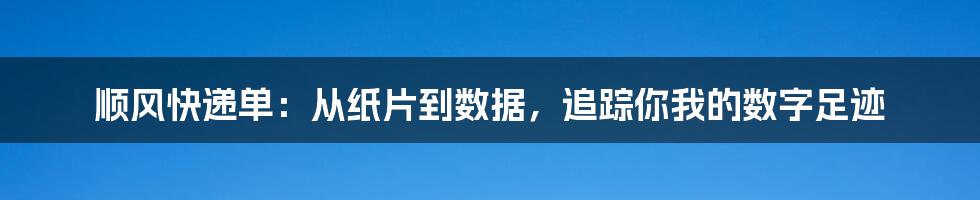 顺风快递单：从纸片到数据，追踪你我的数字足迹