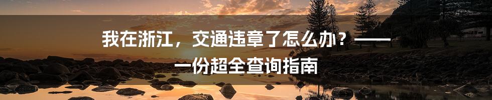 我在浙江,交通违章了怎么办?—— 一份超全查询指南