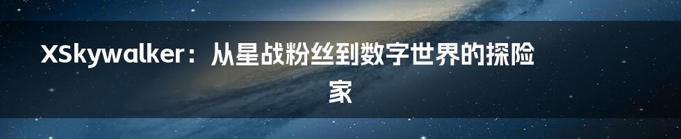 XSkywalker:从星战粉丝到数字世界的探险家