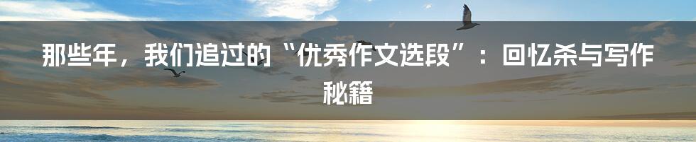 那些年，我们追过的“优秀作文选段”：回忆杀与写作秘籍
