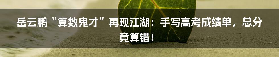 岳云鹏“算数鬼才”再现江湖：手写高考成绩单，总分竟算错！