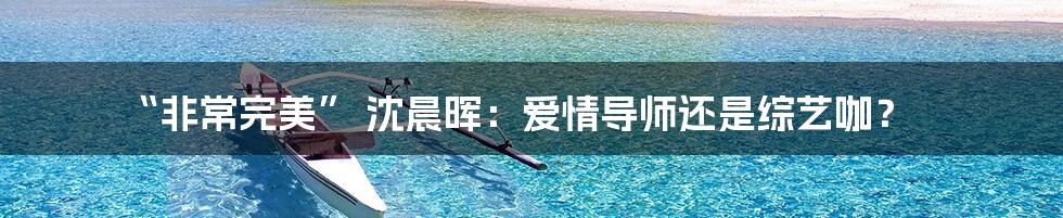 “非常完美” 沈晨晖：爱情导师还是综艺咖？