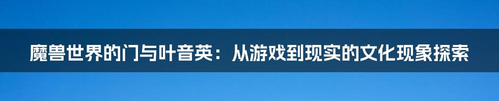 魔兽世界的门与叶音英：从游戏到现实的文化现象探索
