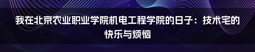 我在北京农业职业学院机电工程学院的日子：技术宅的快乐与烦恼