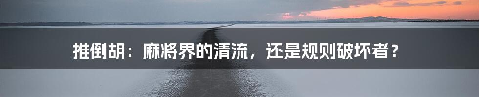 推倒胡：麻将界的清流，还是规则破坏者？