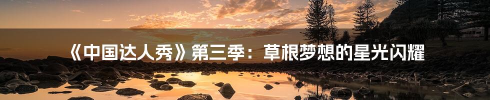 《中国达人秀》第三季：草根梦想的星光闪耀