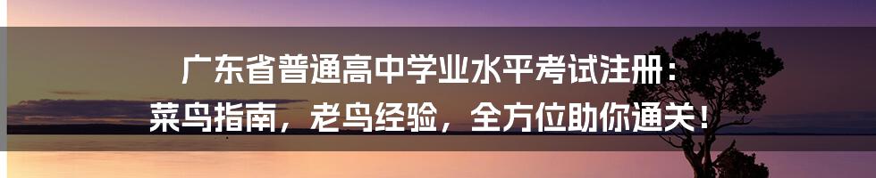 广东省普通高中学业水平考试注册： 菜鸟指南，老鸟经验，全方位助你通关！