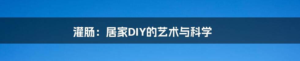 灌肠:居家DIY的艺术与科学