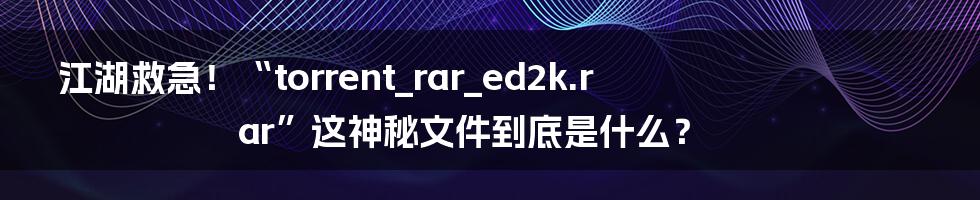 江湖救急！“torrent_rar_ed2k.rar”这神秘文件到底是什么？