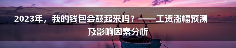 2023年，我的钱包会鼓起来吗？——工资涨幅预测及影响因素分析