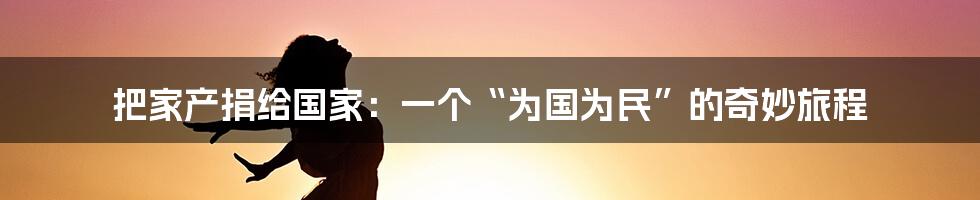 把家产捐给国家:一个“为国为民”的奇妙旅程