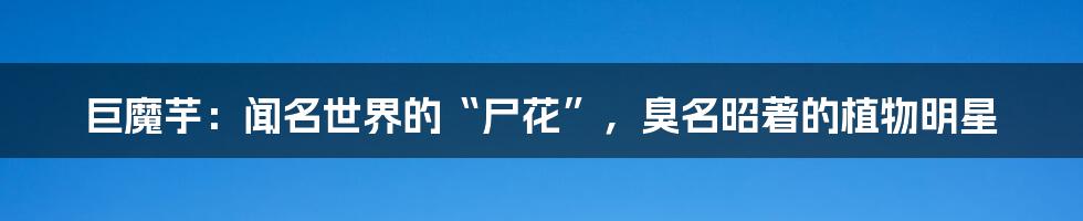 巨魔芋：闻名世界的“尸花”，臭名昭著的植物明星