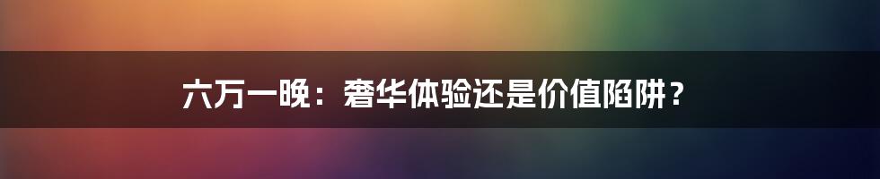 六万一晚:奢华体验还是价值陷阱?