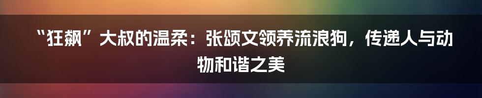 “狂飙”大叔的温柔：张颂文领养流浪狗，传递人与动物和谐之美