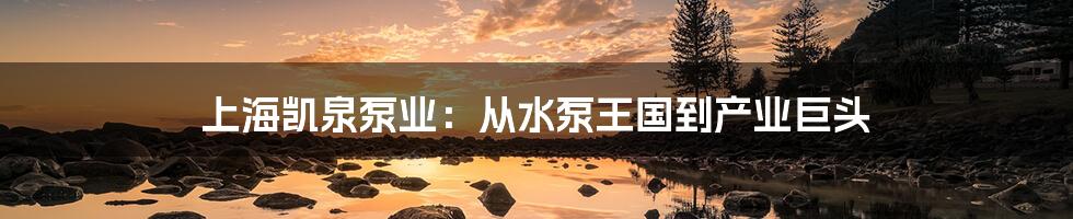 上海凯泉泵业:从水泵王国到产业巨头