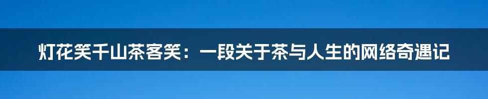 灯花笑千山茶客笑：一段关于茶与人生的网络奇遇记