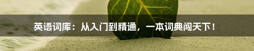 英语词库：从入门到精通，一本词典闯天下！