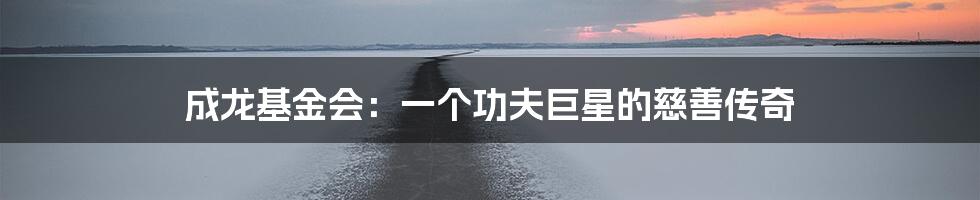 成龙基金会：一个功夫巨星的慈善传奇