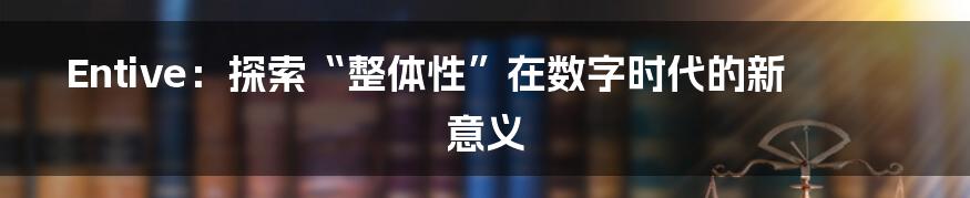 Entive:探索“整体性”在数字时代的新意义