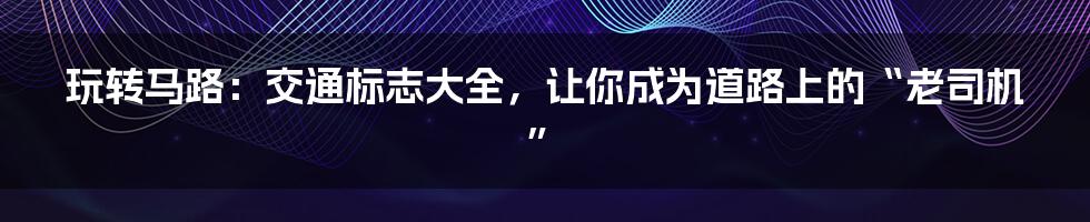 玩转马路：交通标志大全，让你成为道路上的“老司机”