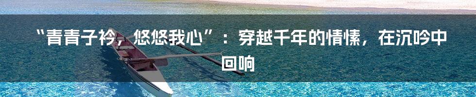 “青青子衿，悠悠我心”：穿越千年的情愫，在沉吟中回响